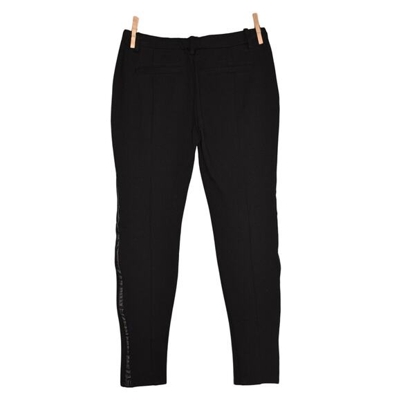 JOIE $395 Black Ponte Stretch Cropped Skinny Pant‎ Faux Leather Trim XS - Picture 2 of 4